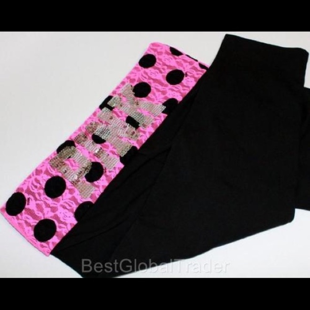 Pink Victoria Secrete lace polkadot leggings